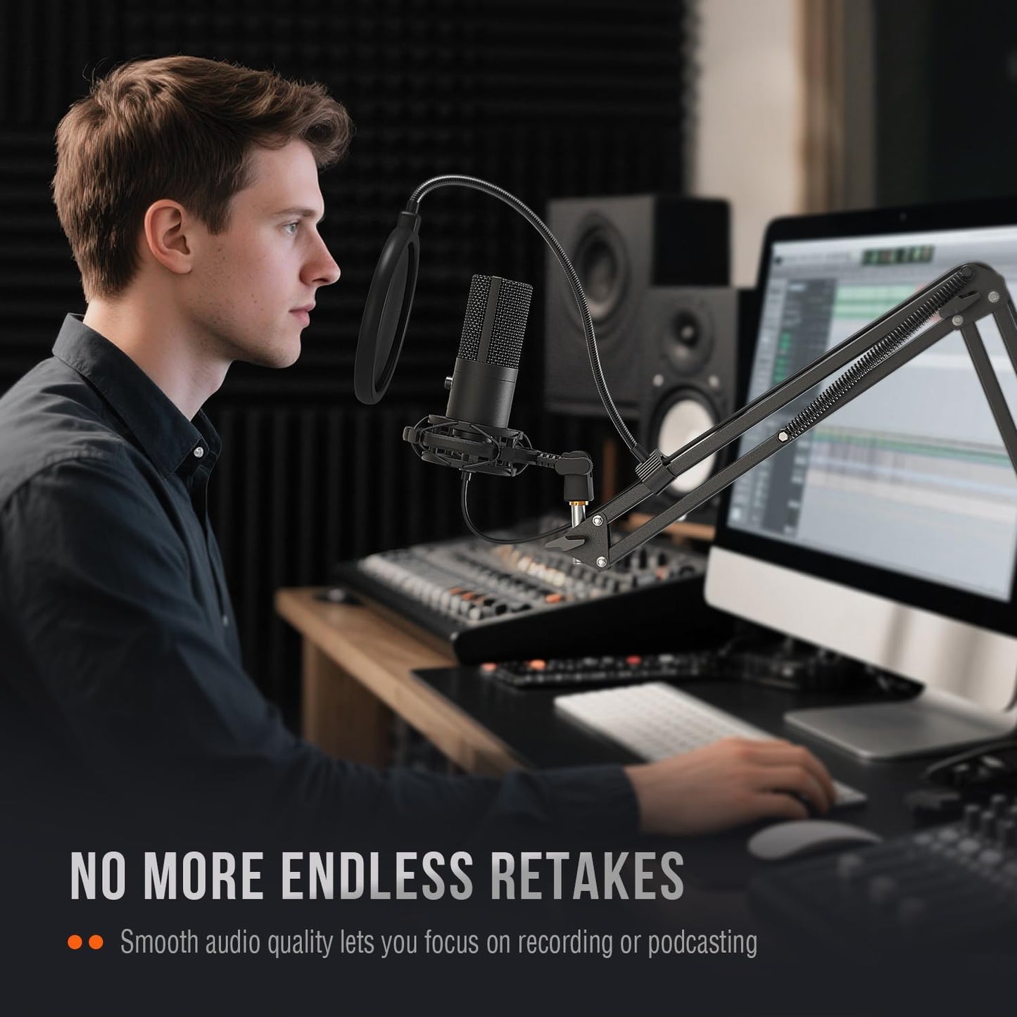 FIFINE Studio Condenser USB Microphone Kit with Adjustable Tripod Stand DEMO