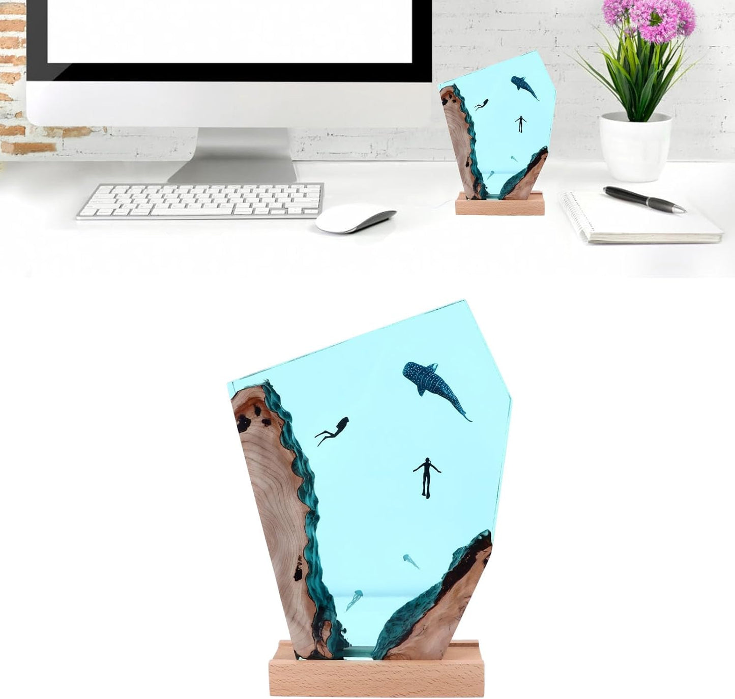 Multicoloured Resin Whale Diver Decorative Night Light Lamp for Home Decor DEMO