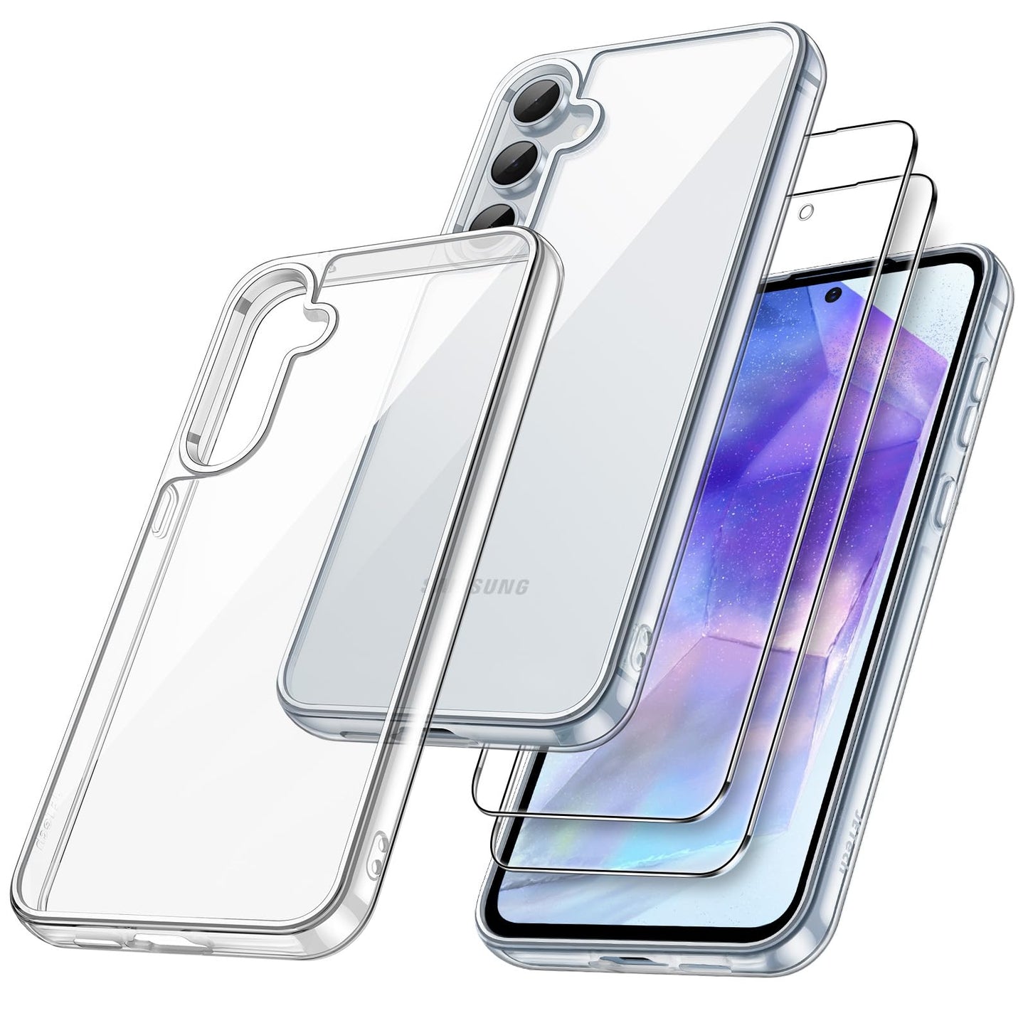 JETech 3-in-1 Phone Cases Case for Samsung Galaxy A55 5G with 2-Pack Screen NEW