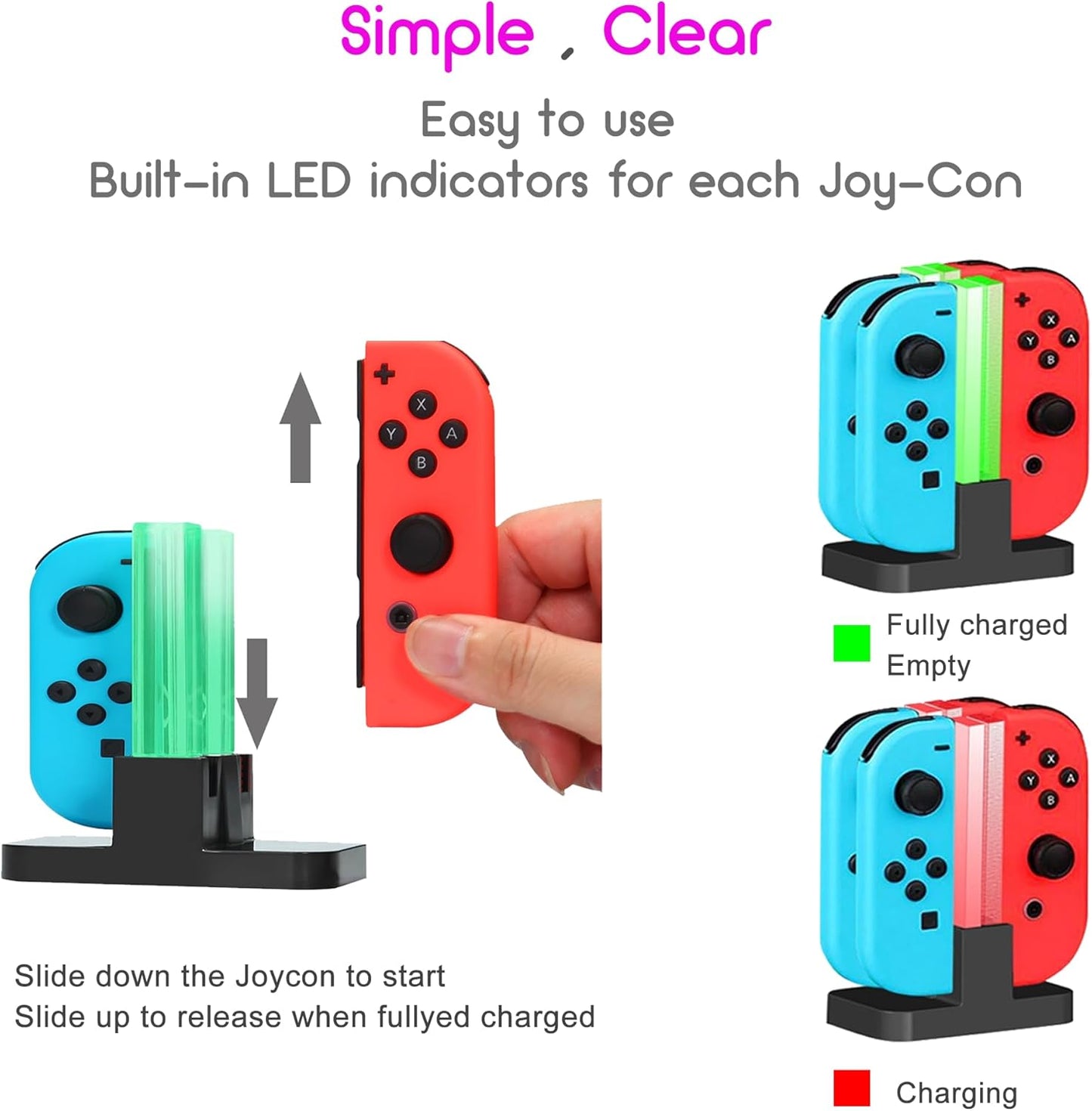 INNVO 4-in-1 Gaming Accessories Charging Dock for Nintendo Switch Joy-Con DEMO