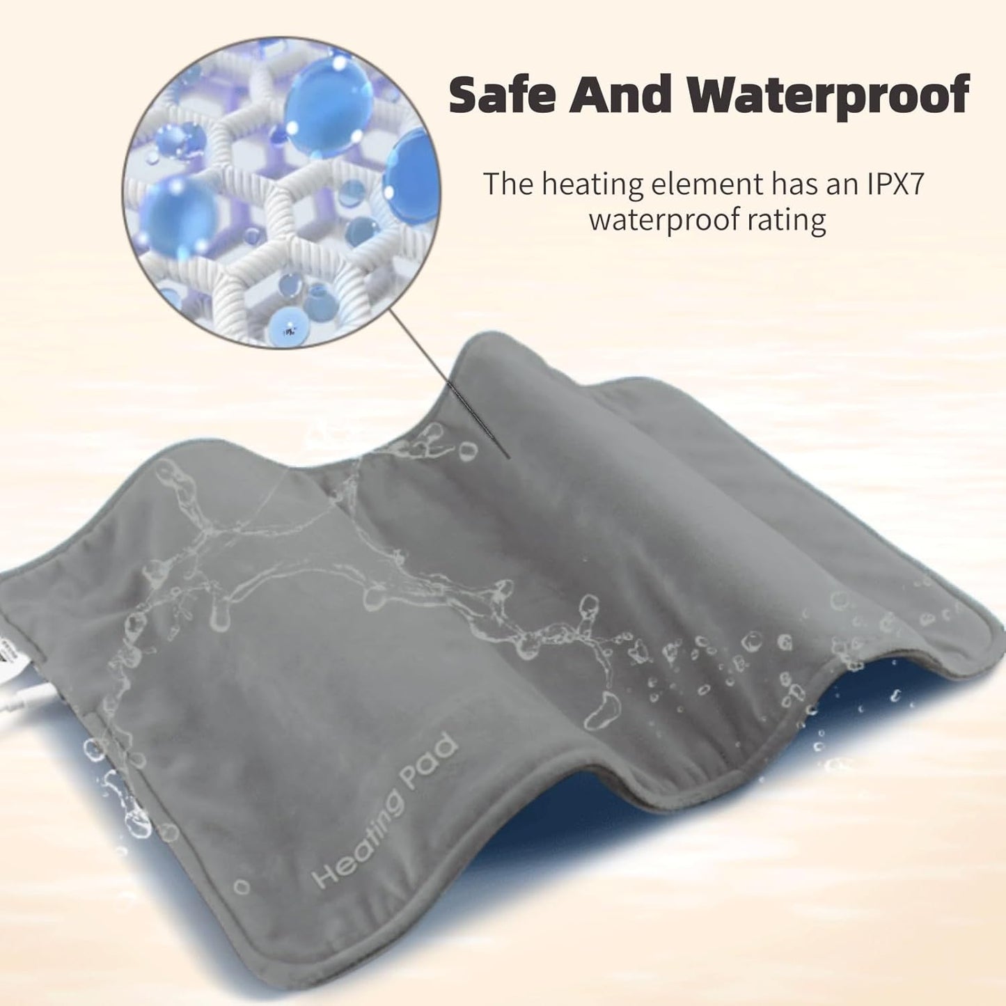 Graphene Crystal Velvet Electric Heating Pad, 60x30cm, USB Charging, Black DEMO