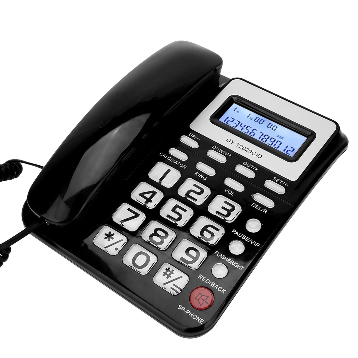 Pashaphone Corded Landline Phone with Speaker, Wired Telephone, Black DEMO