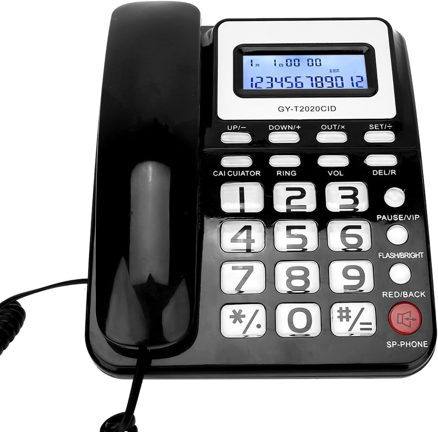 Pashaphone Corded Landline Phone with Speaker, Wired Telephone, Black DEMO