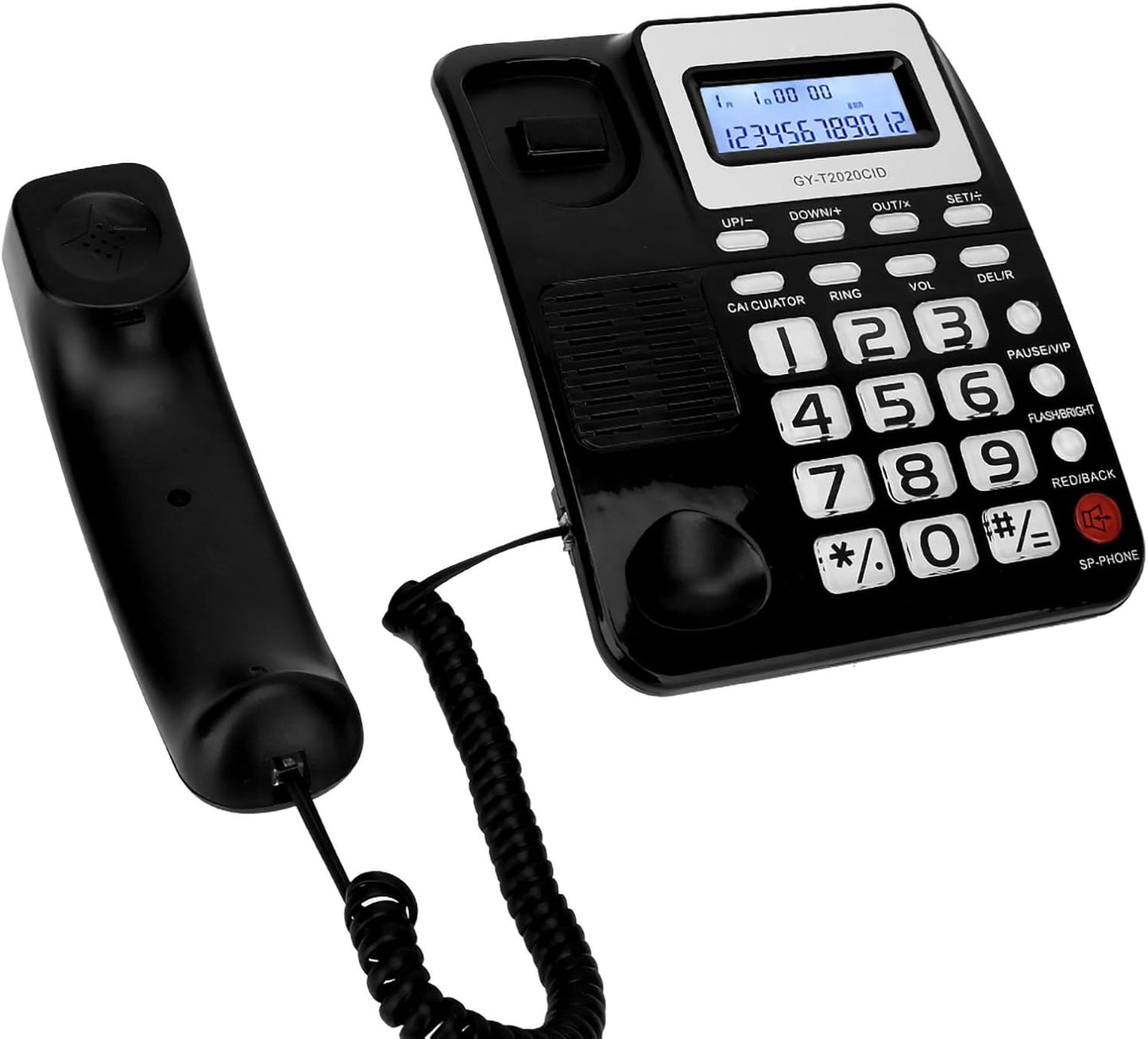 Pashaphone Corded Landline Phone with Speaker, Wired Telephone, Black DEMO