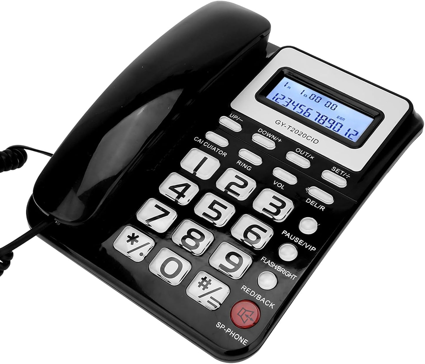 Pashaphone Corded Landline Phone with Speaker, Wired Telephone, Black DEMO