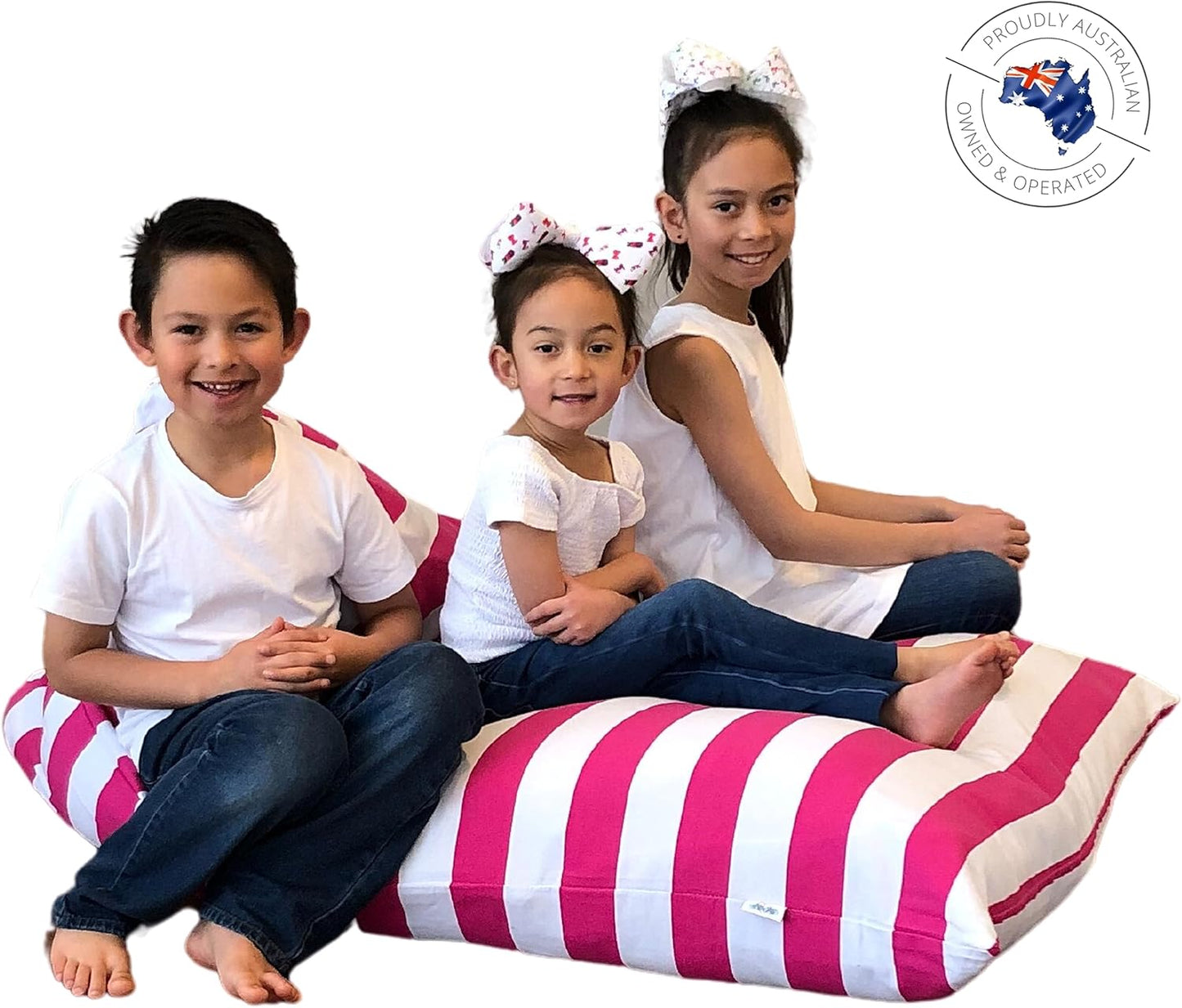 À Mes Petits Triangle Pink and White Stripes Extra Large Bean Bag Chair NEW