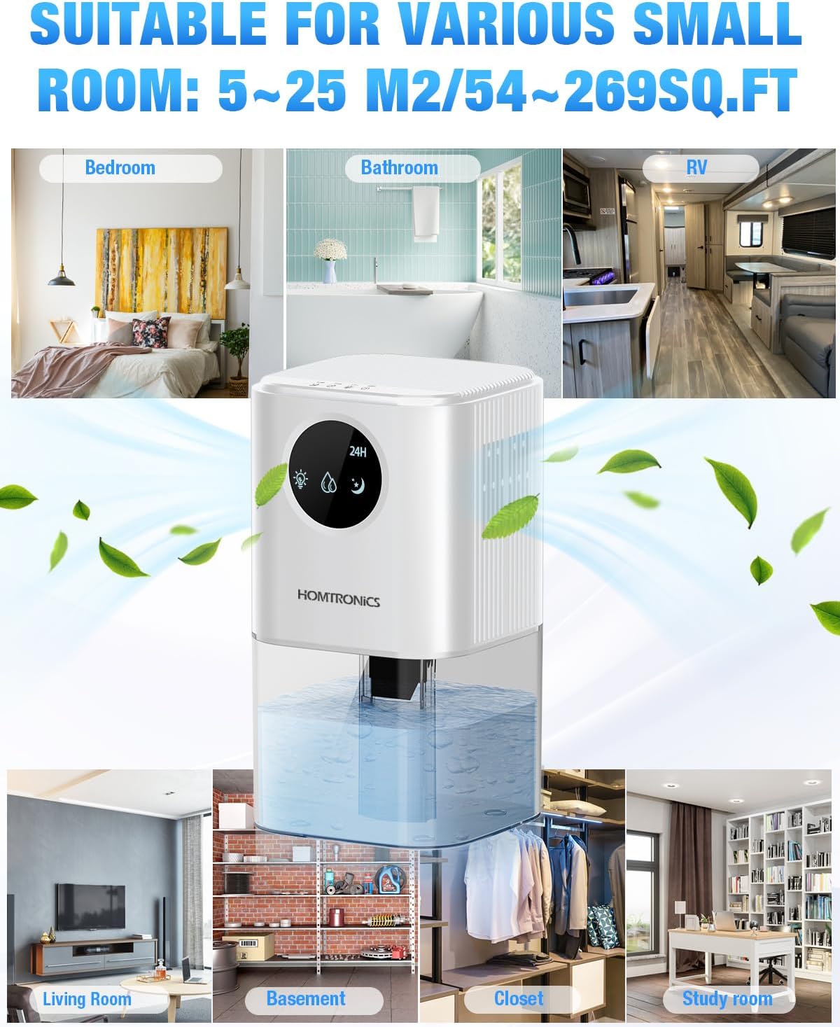 Homtronics 1700ml Dehumidifier with Timing Function for Home Spaces DEMO