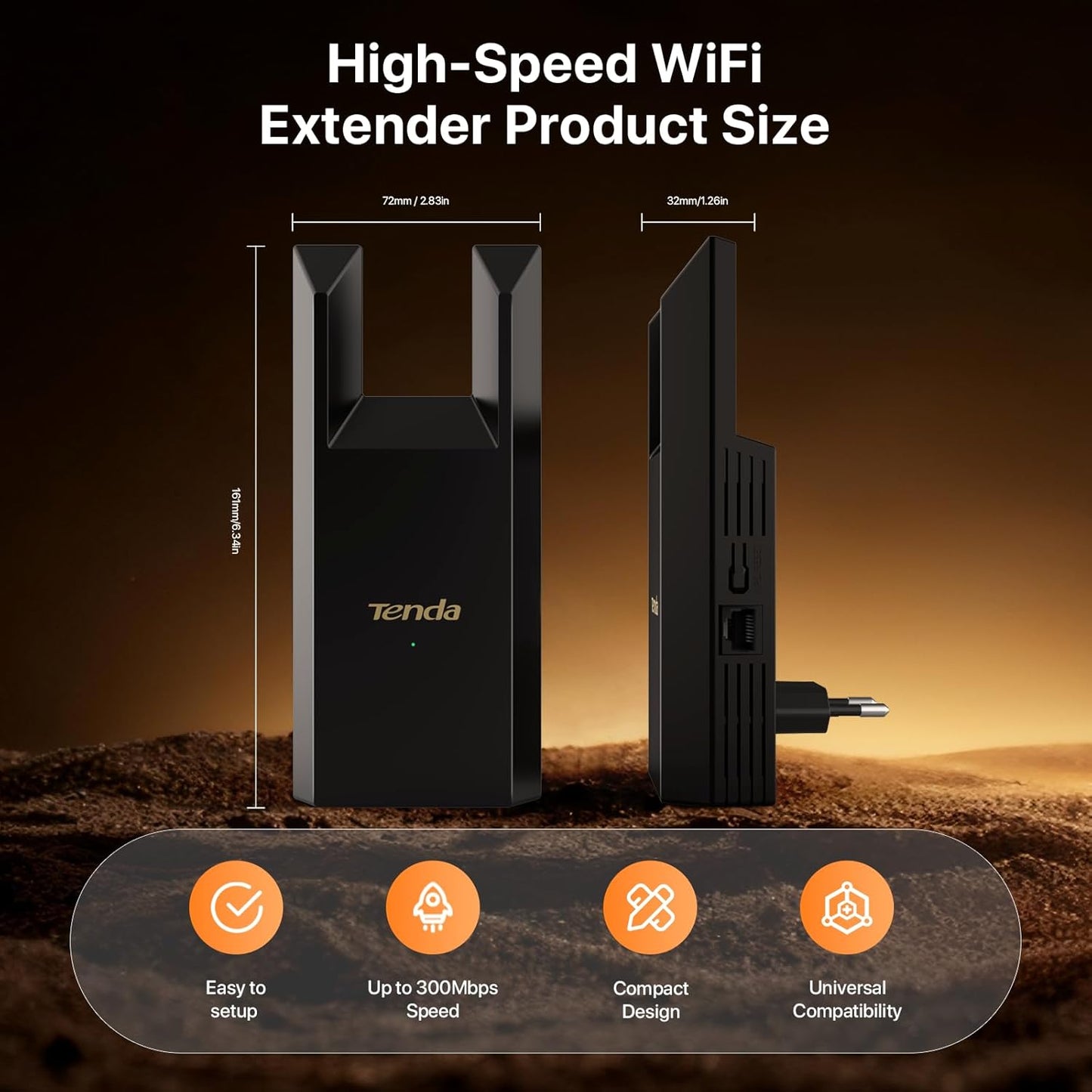 Tenda N300 WiFi Range Extender with Ethernet Port Coverage up to 120 m² DEMO