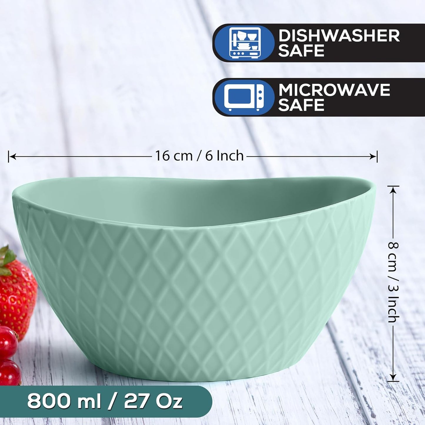 MIAMIO Matte Finish Ceramic Bowl Set in Jungle Green, Small Size, Stylish DEMO