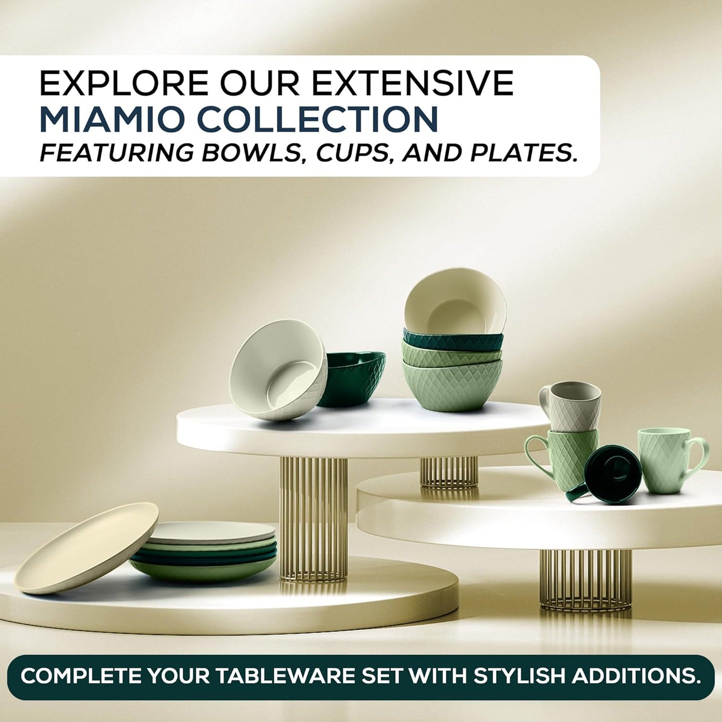 MIAMIO Matte Finish Ceramic Bowl Set in Jungle Green, Small Size, Stylish DEMO
