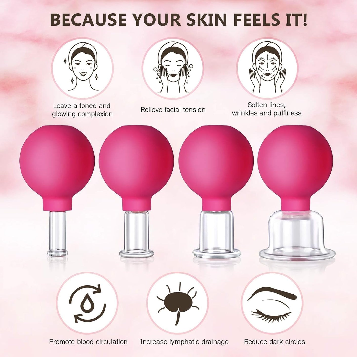 CFHBF Facial Cupping Therapy Set Glass Eye Face Vacuum Massage Anti Pink DEMO