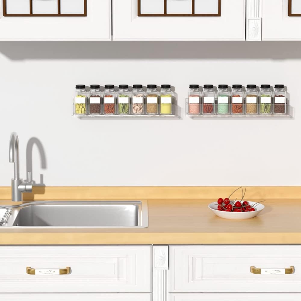Clear Acrylic Wall Mounted Spice Rack Organizer for Kitchen Storage NEW