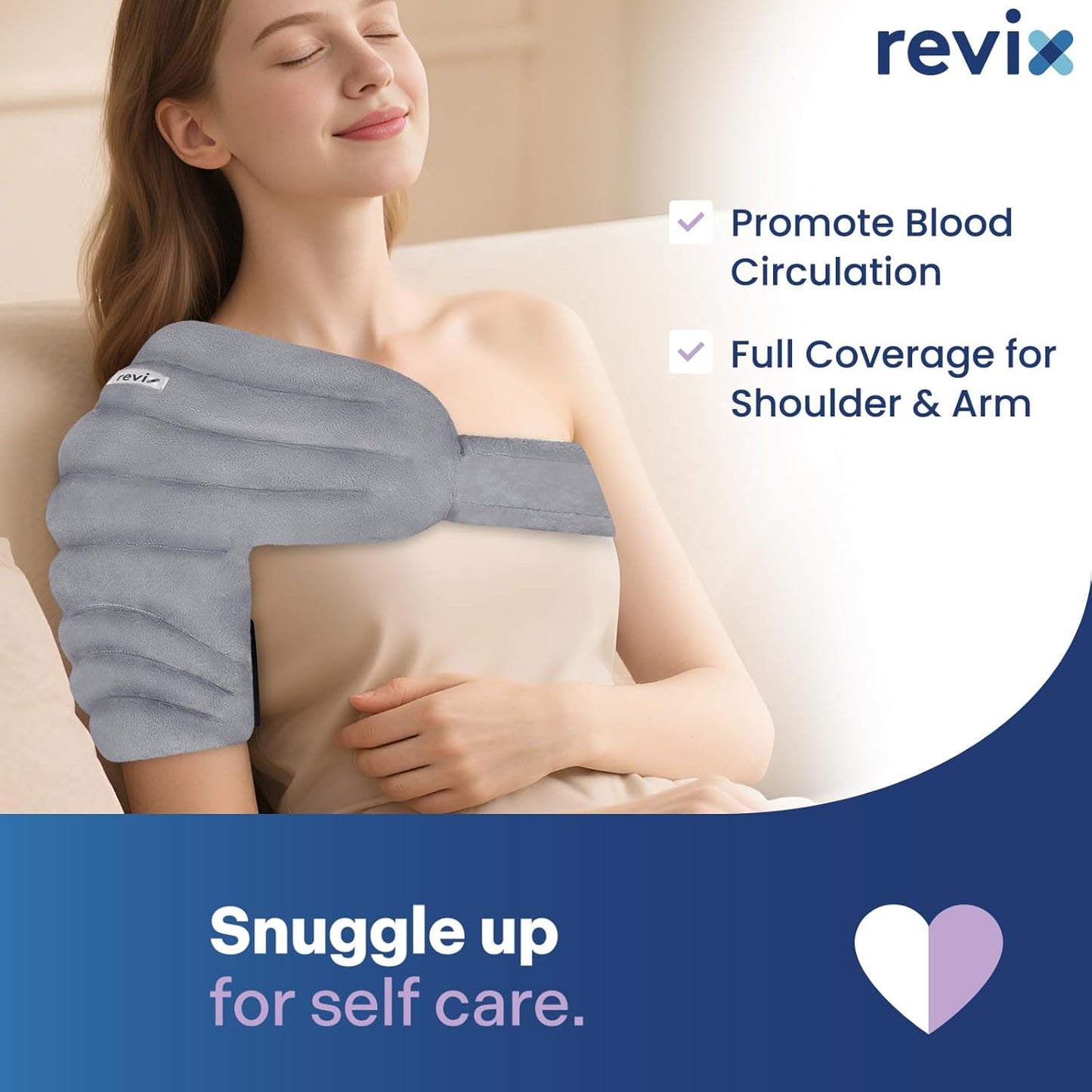 REVIX Microwavable Shoulder Heating Pad Moist Heat Therapy Gray Standard NEW
