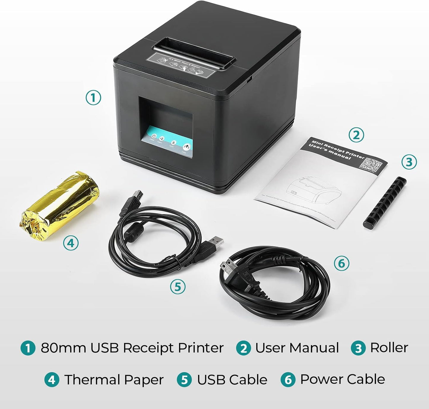 MUNBYN 203 dpi USB Portable Thermal Receipt Printer with Auto Cutter for DEMO