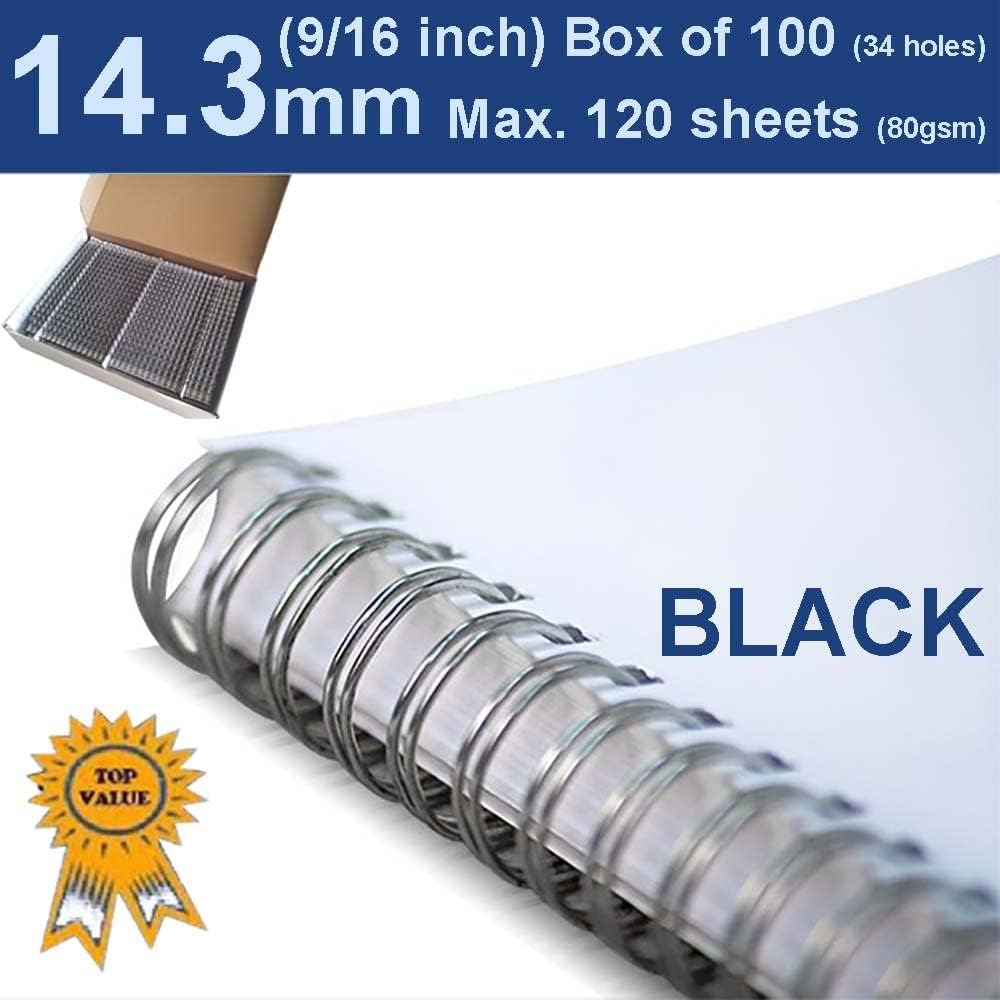 Black 34 Gauge Twin Loop Binding Wire Pack of 100 for Machines NEW