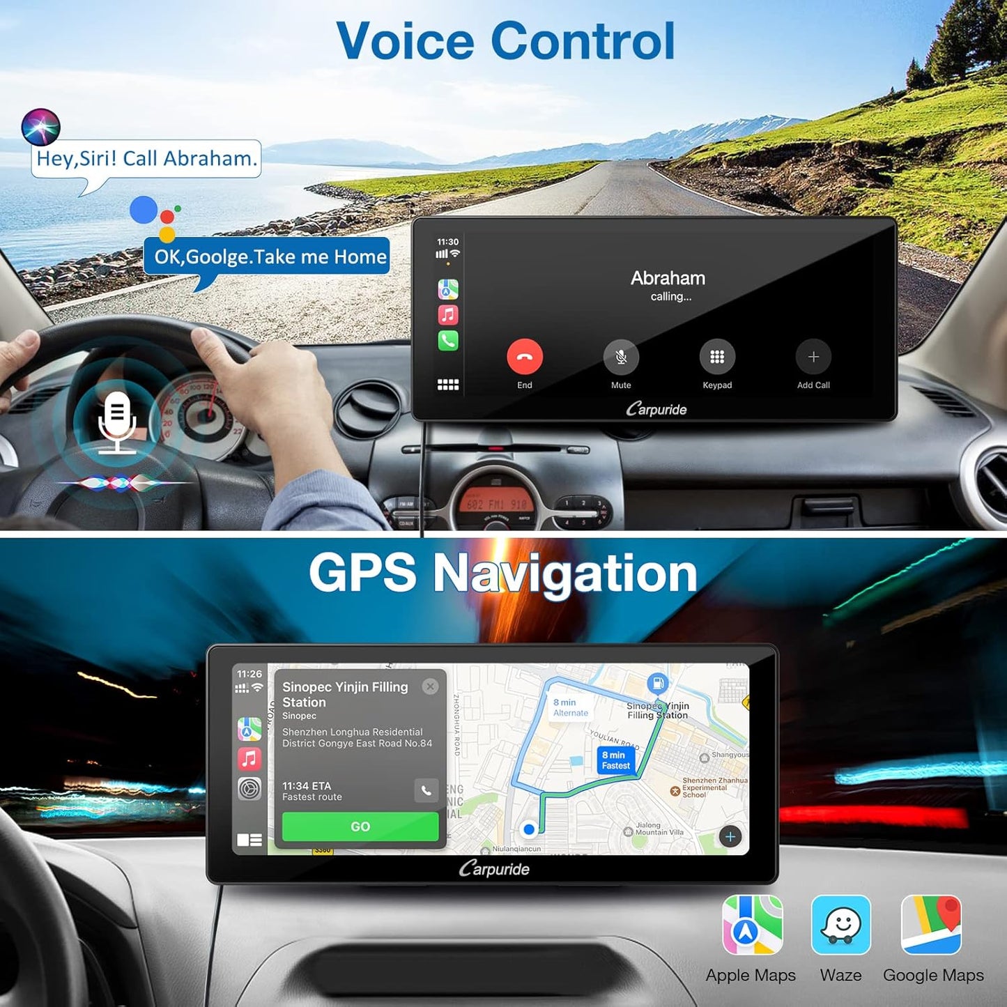 CARPURIDE 10.3" Wireless & Wired Car Play Screen for Electronics NEW