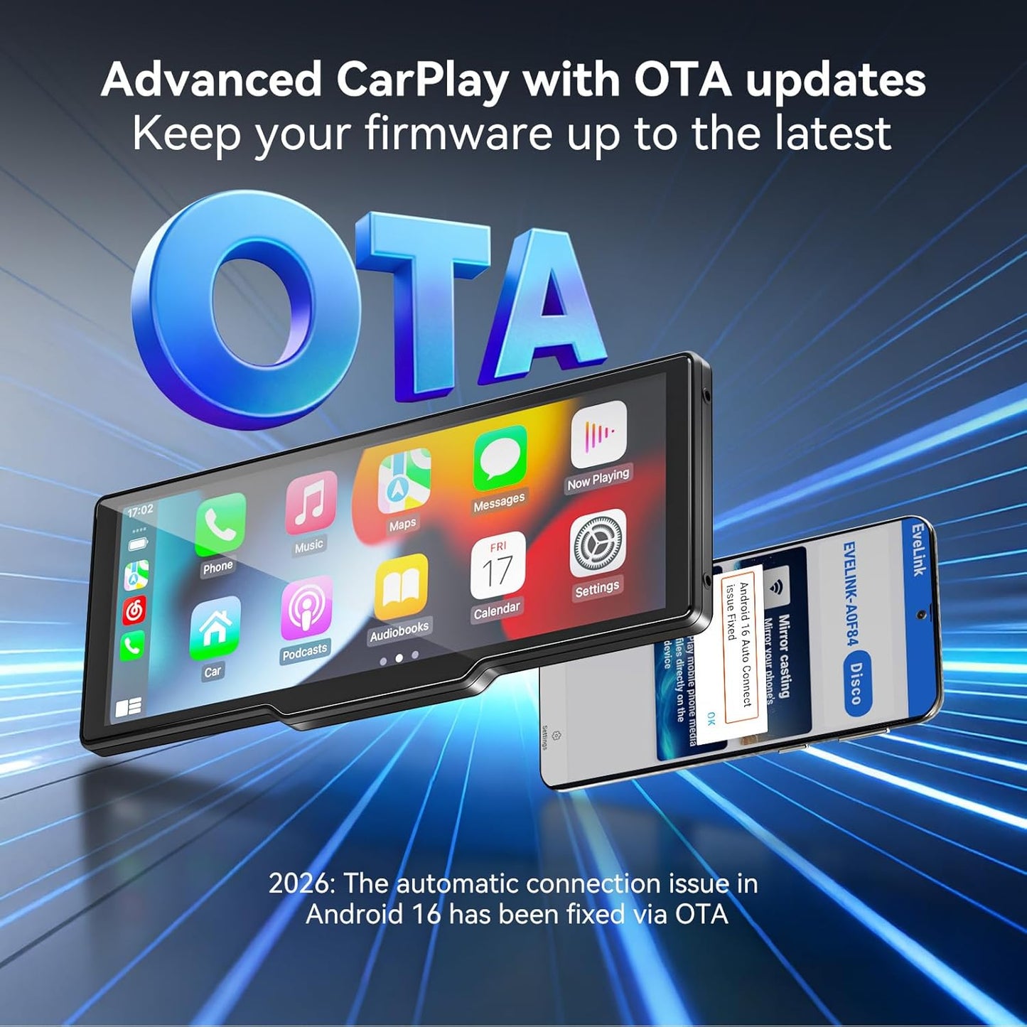 Carpeer Wireless Carplay Screen Radio Accessory for Car with OTA Updates NEW
