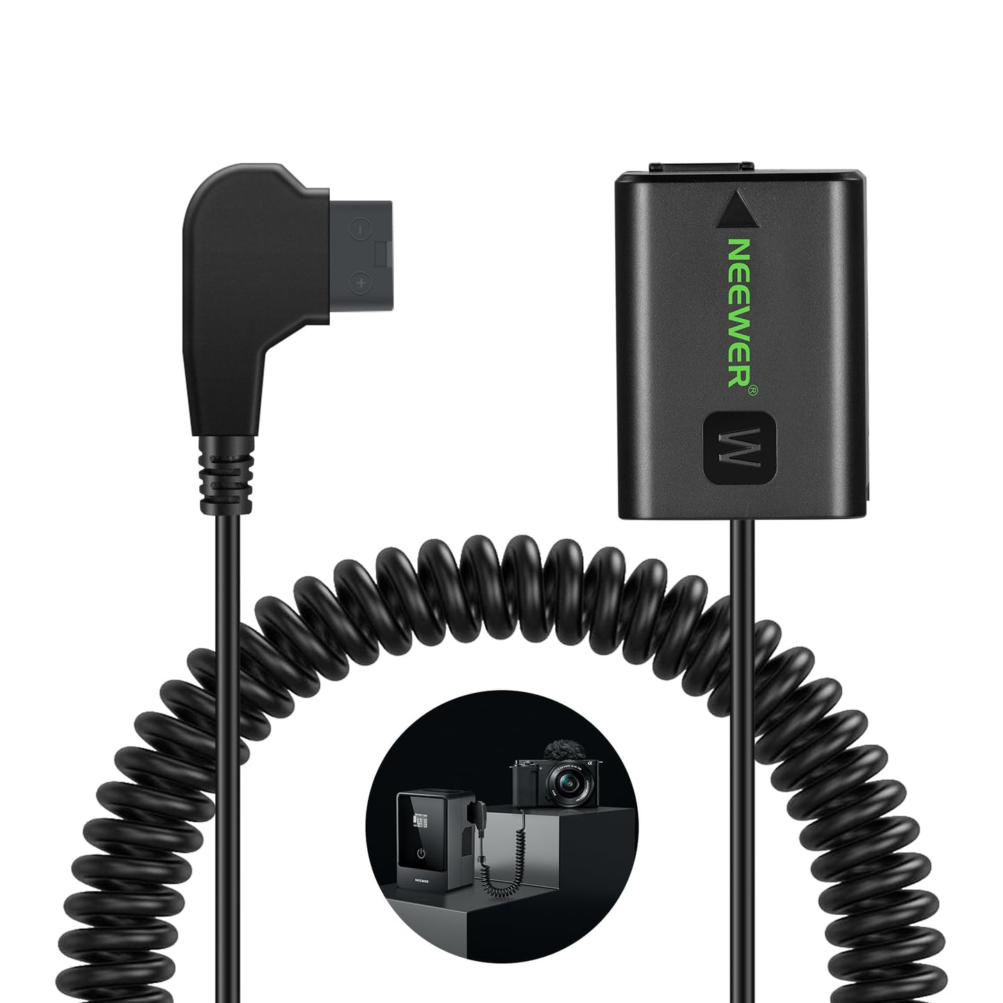 NEEWER D-Tap to NP-FW50 Dummy Battery Cable for V-Mount Adapter - Black DEMO