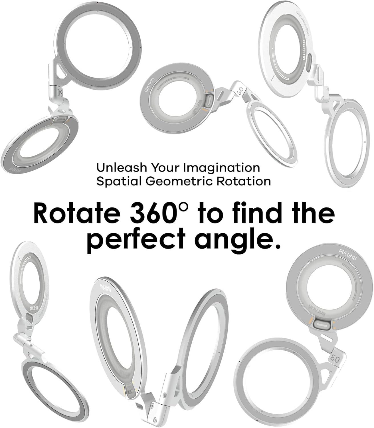Aulumu Magnetic Grips Ring with Omnidirectional Rotation for MagSafe DEMO