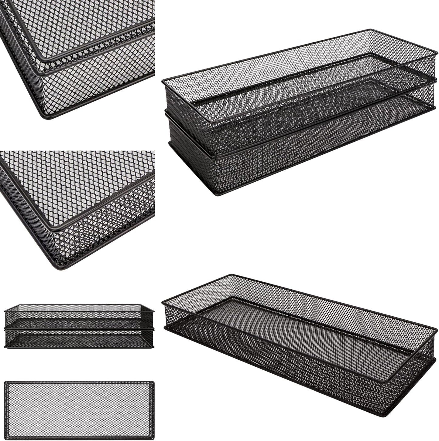 Annova Black Open Storage Bins Mesh Drawer Cabinet Shelf Organizer Basket NEW