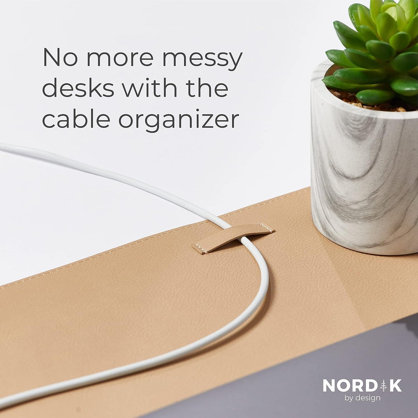 Nordik By Mouse Pads Design Faux Leather Desk Mat Cable Organizer Champagne