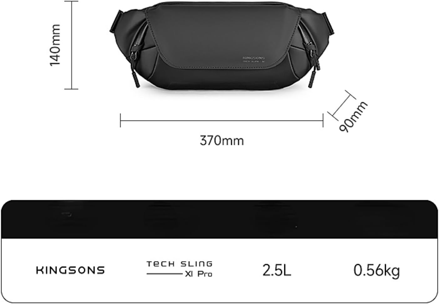 Kingsons Unisex Shoulder Bag 2.5L Crossbody Sling Versatile Travel Size 2.5L NEW