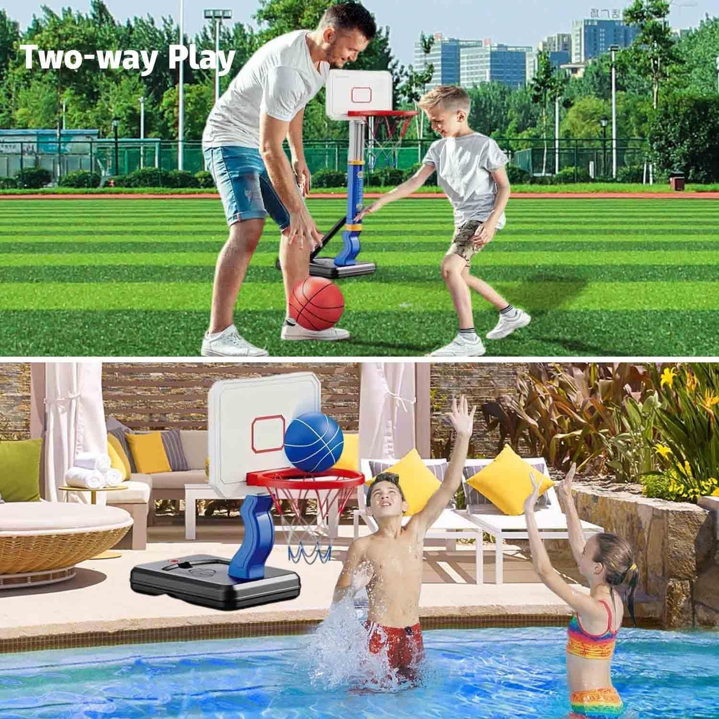 Adjustable 2-8 Ft Height Portable Blue Basketball Hoop for Kids & Toddlers DEMO