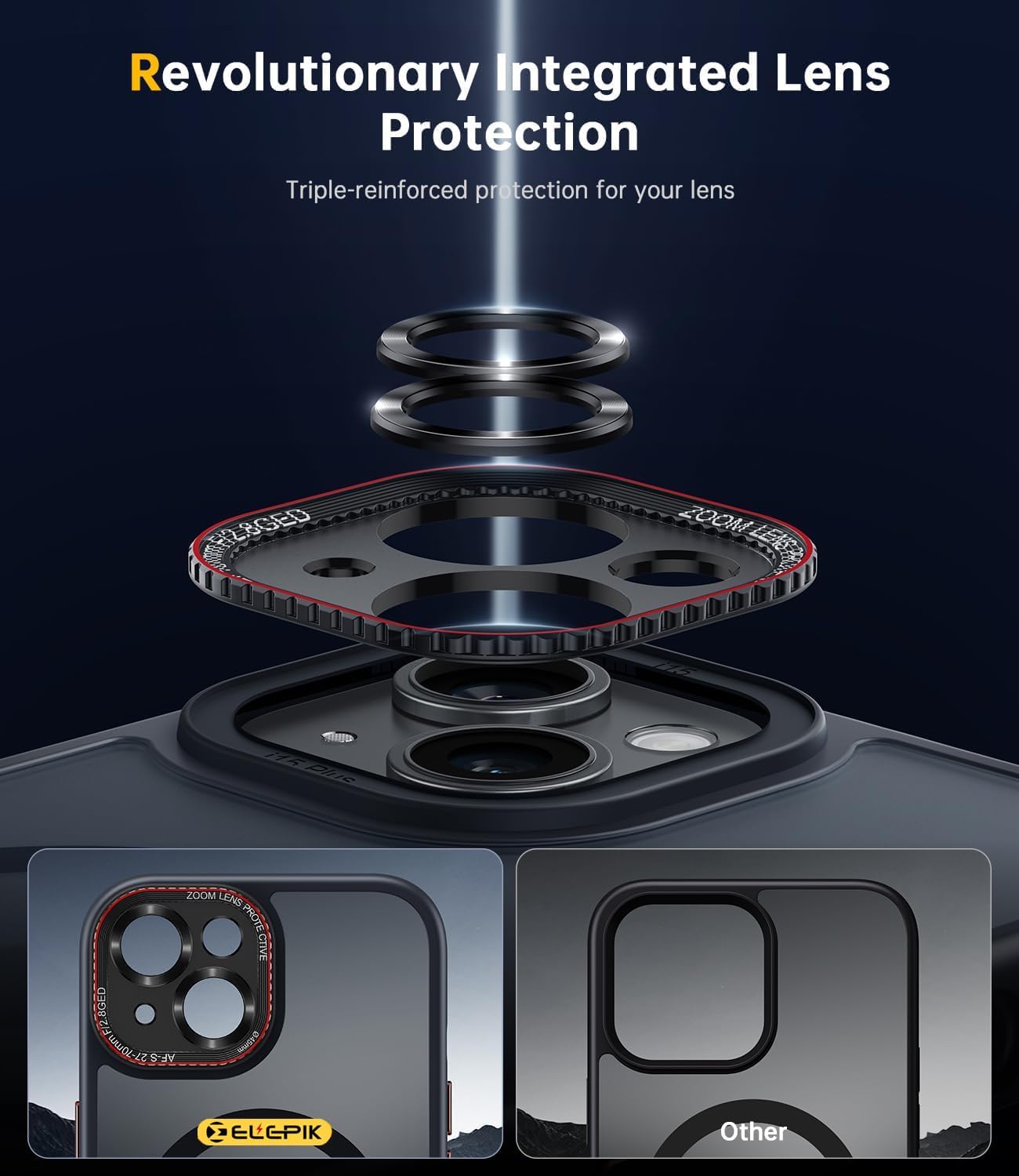 ELEPIK Elegant Shield Pro Series Protective Phone Case Black Titanium Size NEW