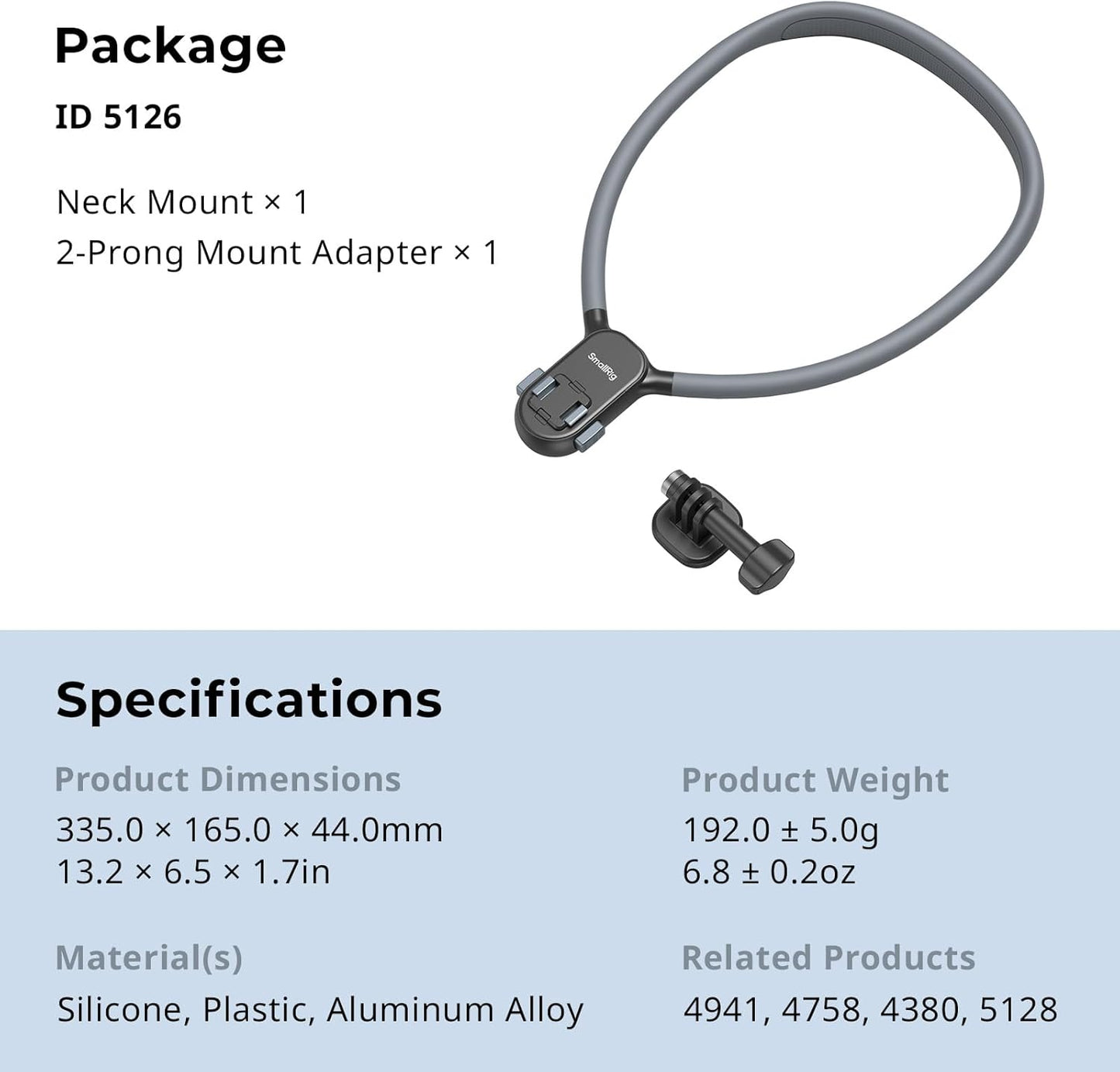 SMALLRIG Magnetic Mounts Neck Mount for Action Camera Quick Release NEW