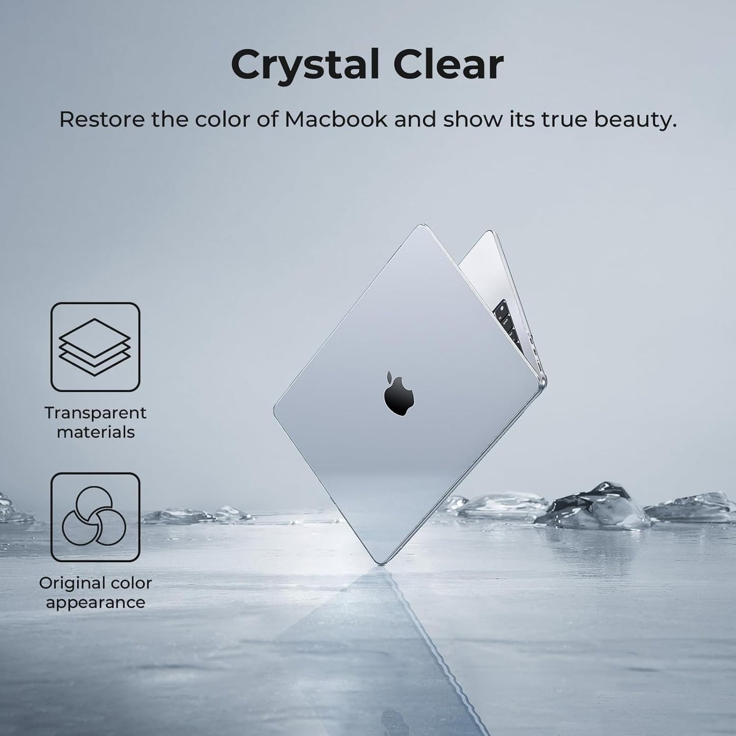 EooCoo Crystal Clear Hard Case Shell for Macbook Air 15 Inch Laptop Size NEW