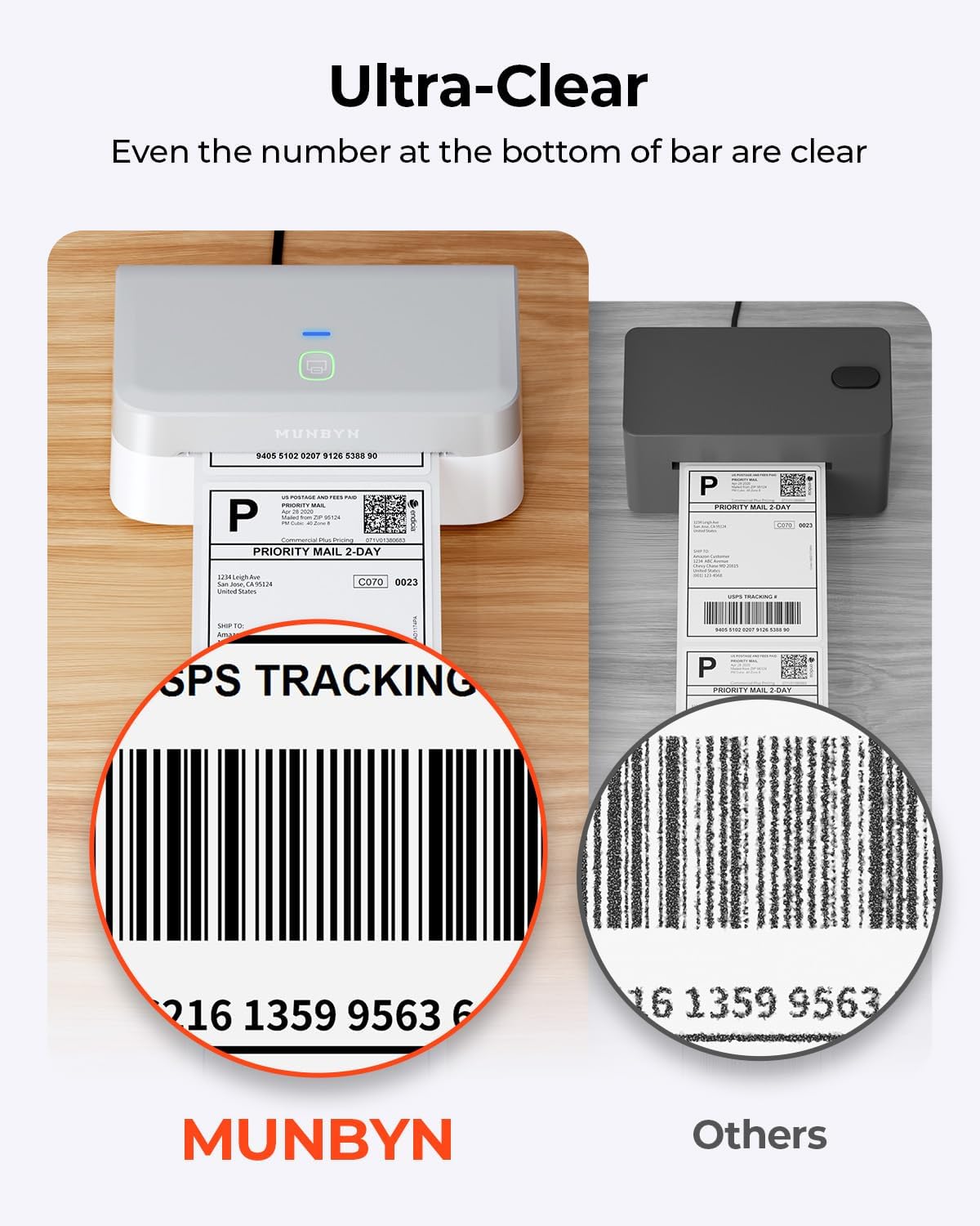 MUNBYN Bluetooth Thermal Label Printer for Shipping, 4x6 Labels, Electronics NEW