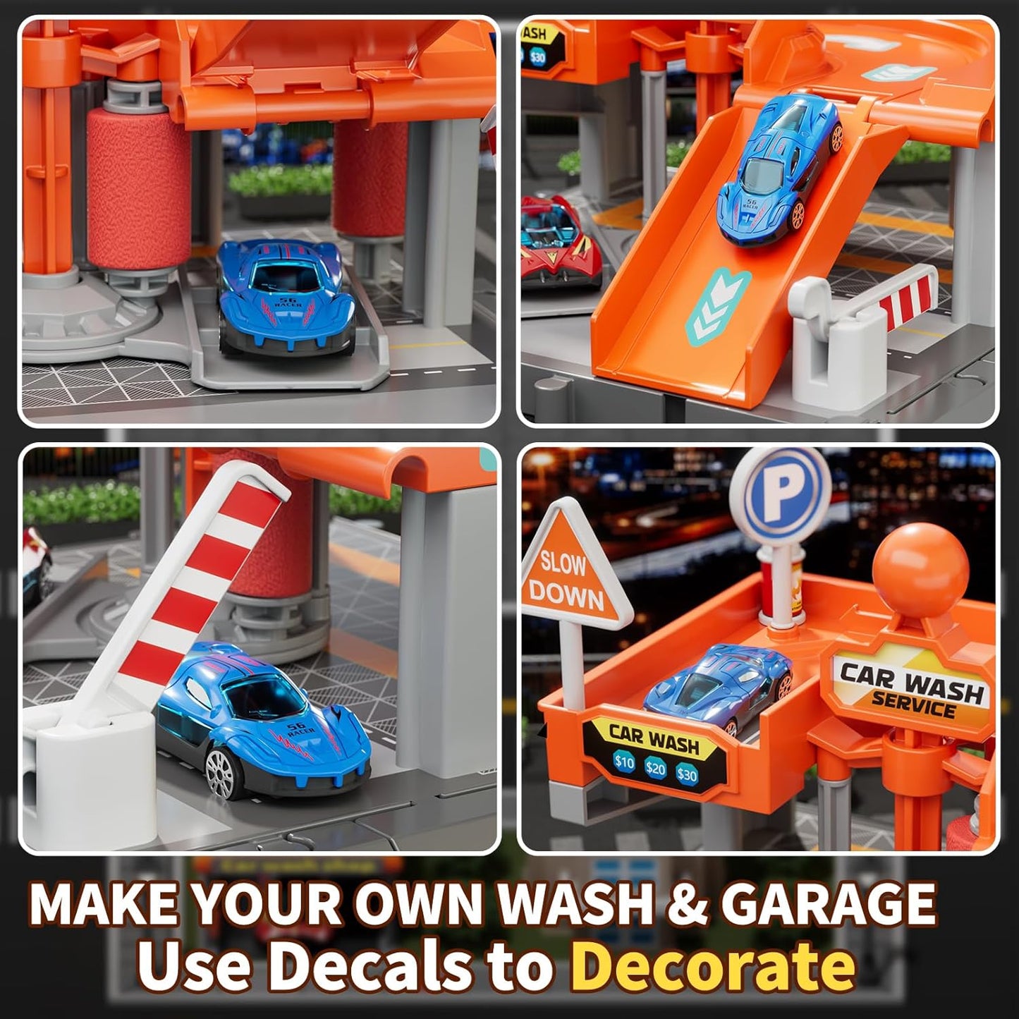 MSKOLER Toy Car Wash Playset with Lights & Sounds, Multi-Color, 7.28" x NEW