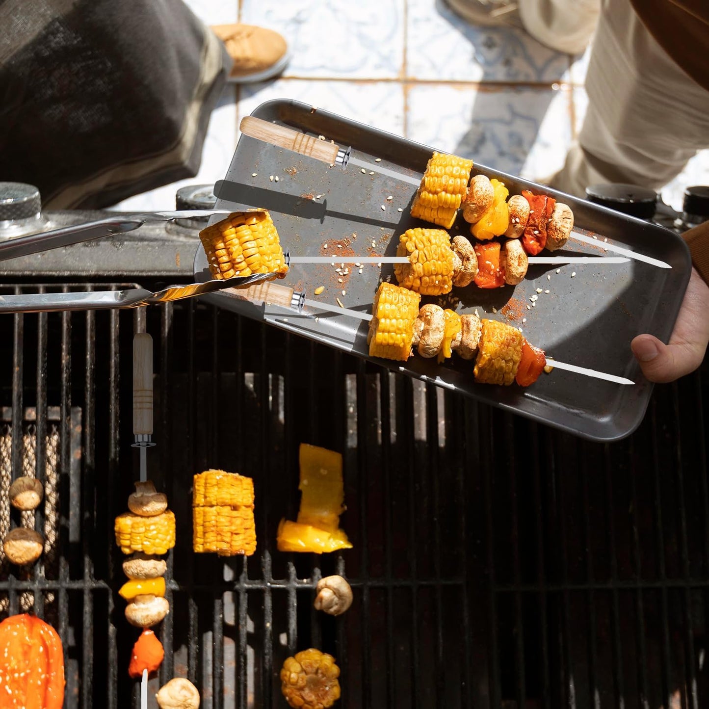 Portable Barbecue Skewers Maker Press Machine in Grey - Versatile Grilling DEMO