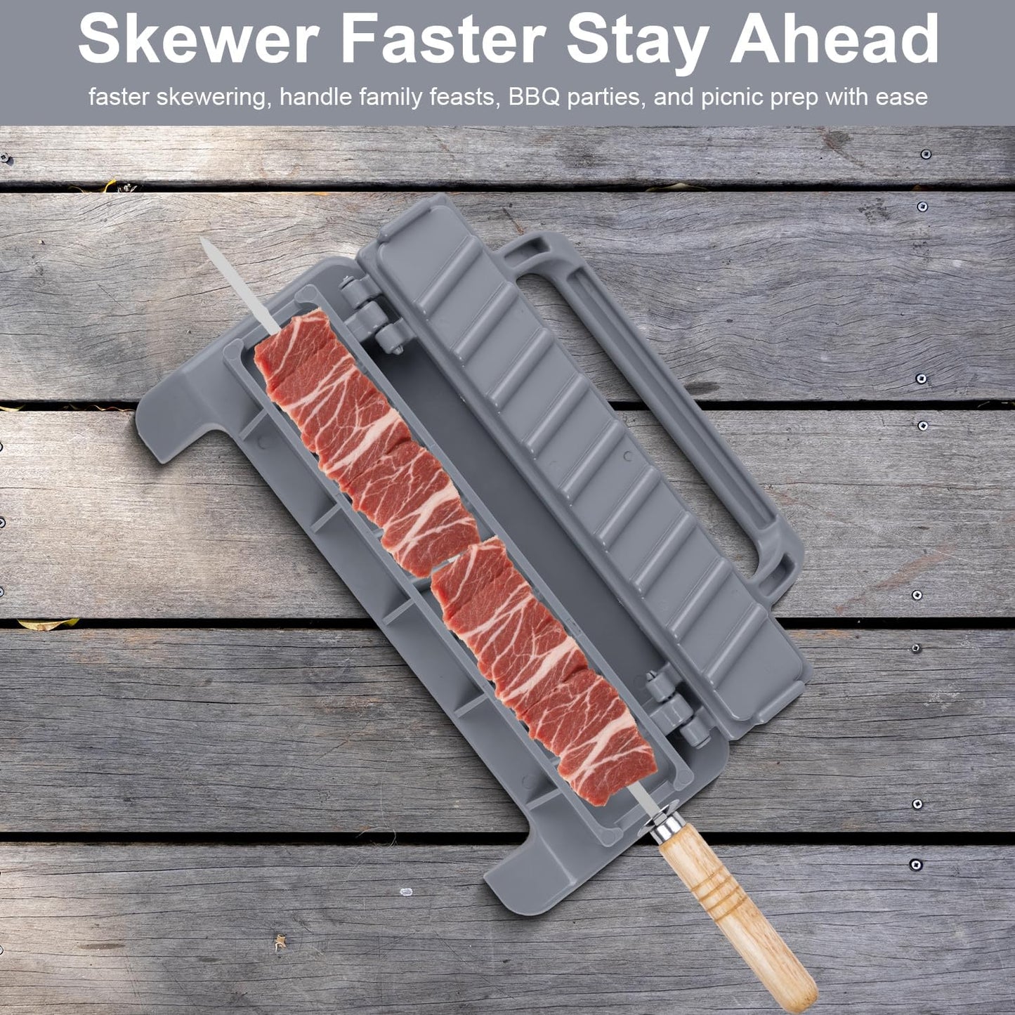 Portable Barbecue Skewers Maker Press Machine in Grey - Versatile Grilling DEMO