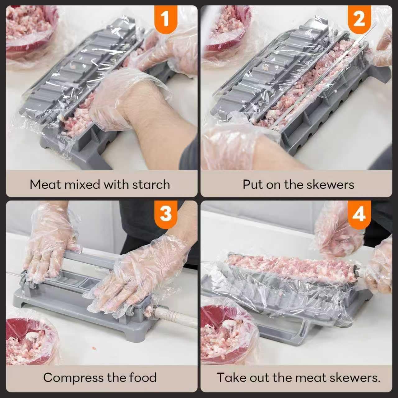Portable Barbecue Skewers Maker Press Machine in Grey - Versatile Grilling DEMO