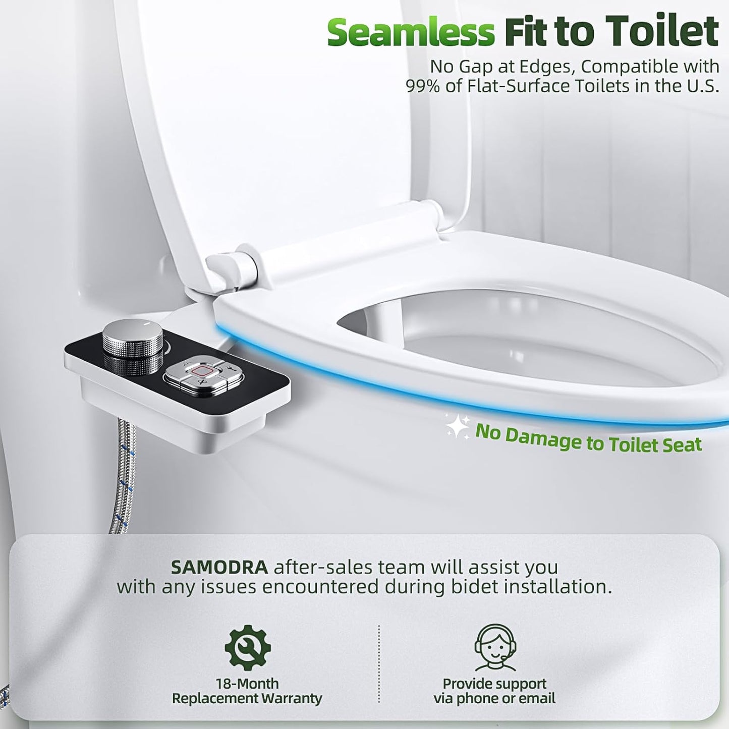 SAMODRA Non-Electric Cold Water Bidet Toilet Seat Attachment - Black DEMO