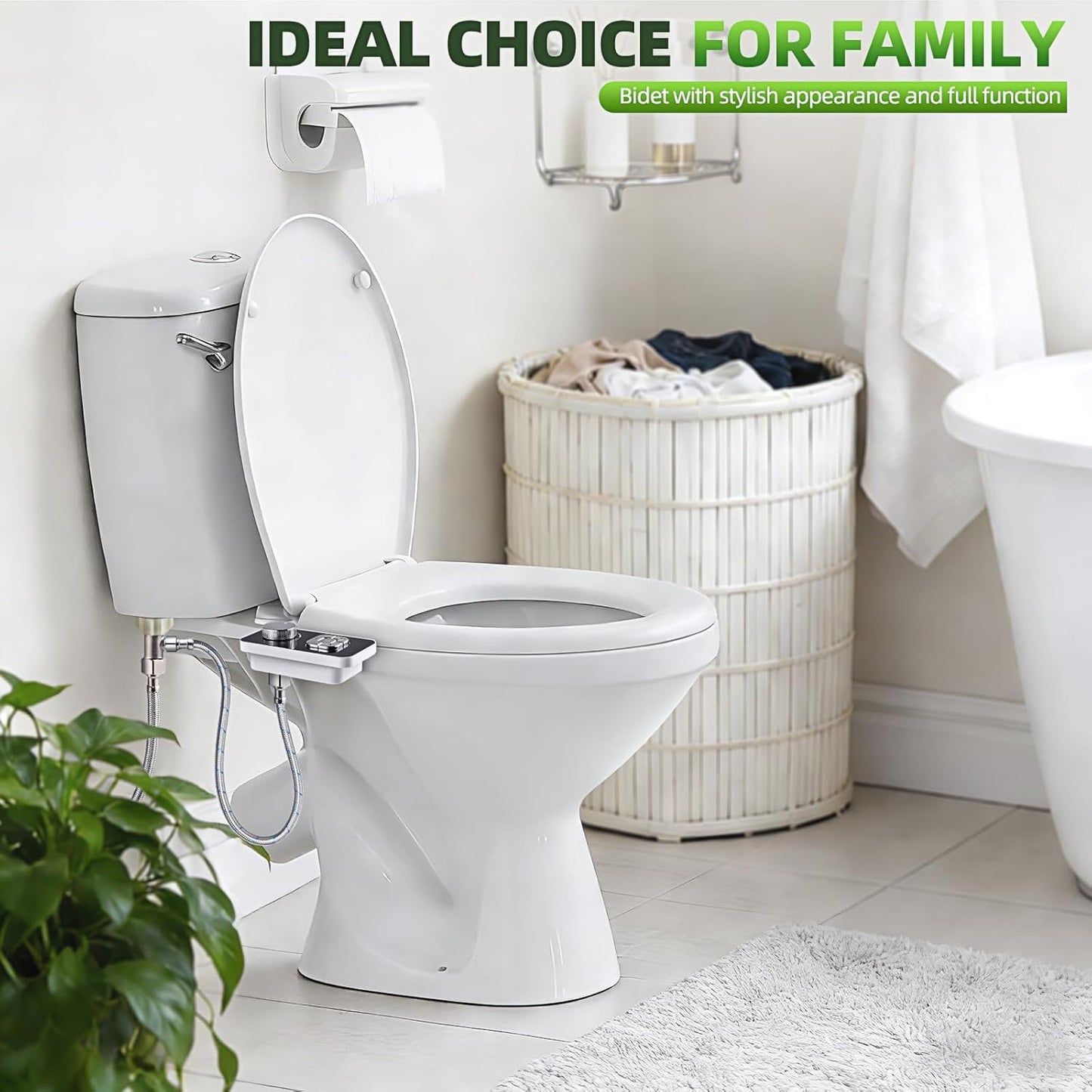 SAMODRA Non-Electric Cold Water Bidet Toilet Seat Attachment - Black DEMO