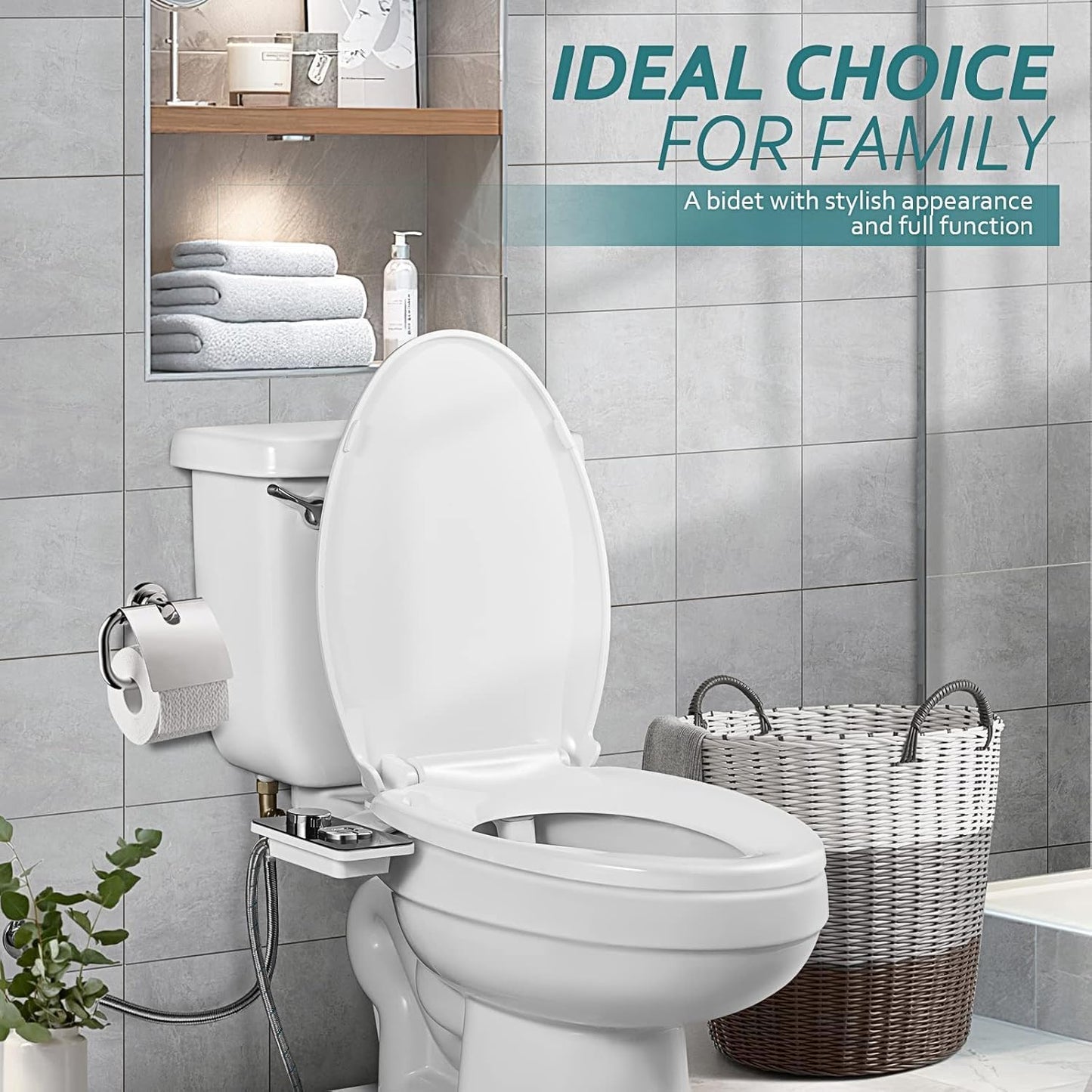 SAMODRA Non-Electric Cold Water Bidet Toilet Seat Attachment - Black DEMO