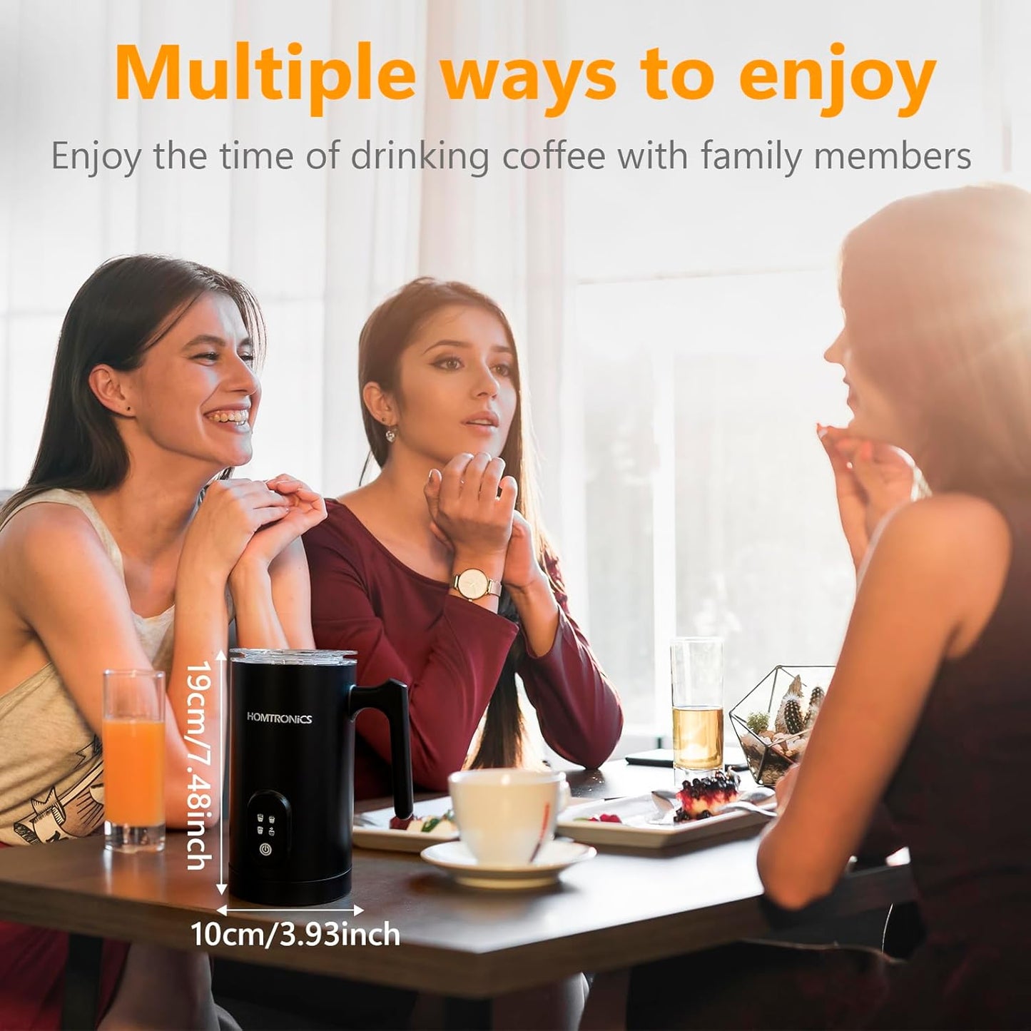 Homtronics 4-in-1 Electric Milk Frother, Steamer, Foamer & Pitcher in Black DEMO