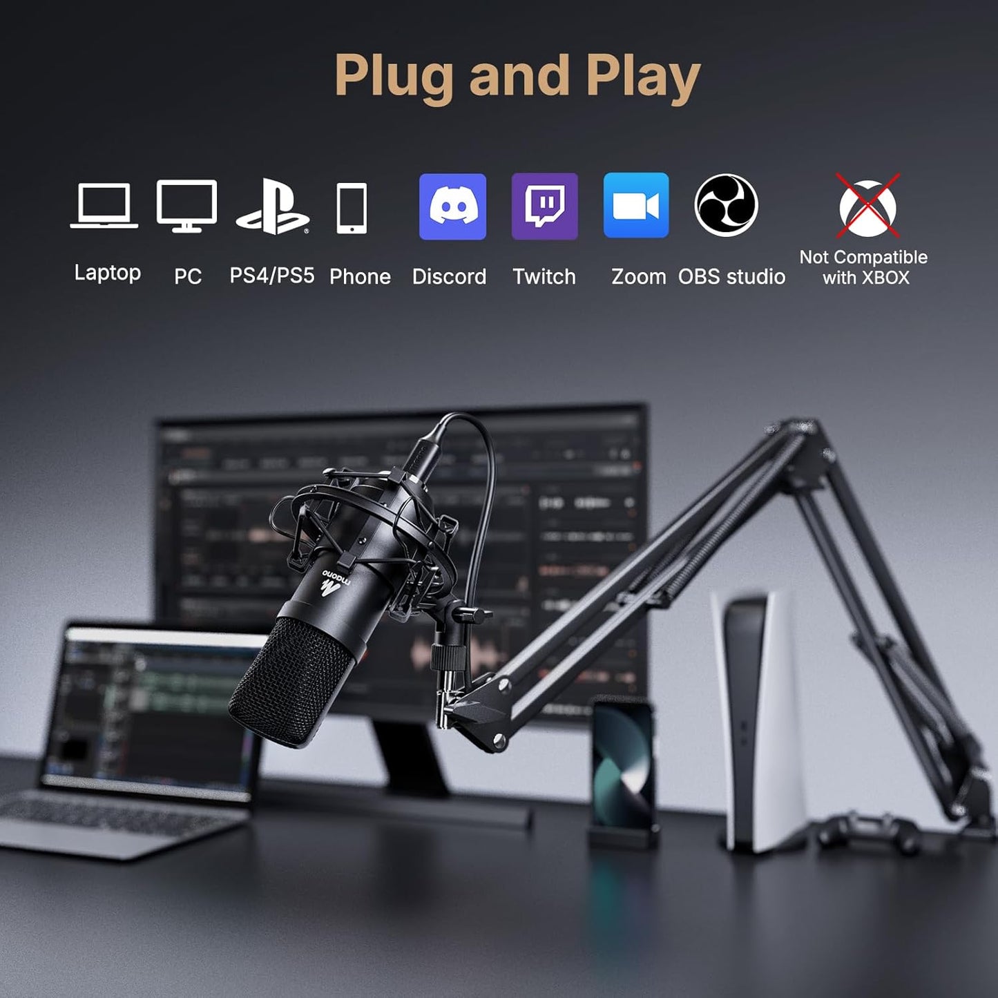 MAONO 192KHz/24Bit Plug & Play Condenser Microphone for PC Podcast DEMO