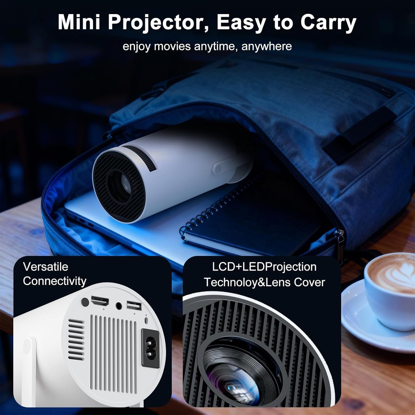 1080P Mini Projectors Projector with Auto Keystone Correction for Home Theater