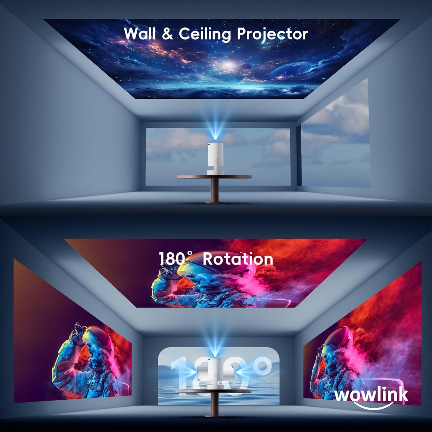 wowlink Mini Projectors Projector with WiFi 6 and Bluetooth 5.4 Wireless Home