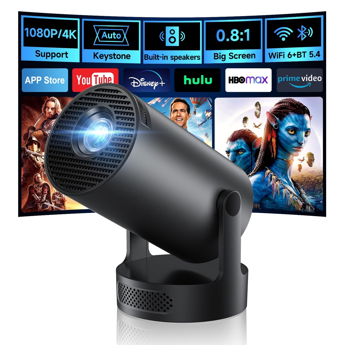1080P Mini Projectors Projector with Upgraded HiFi Speaker and Built-in