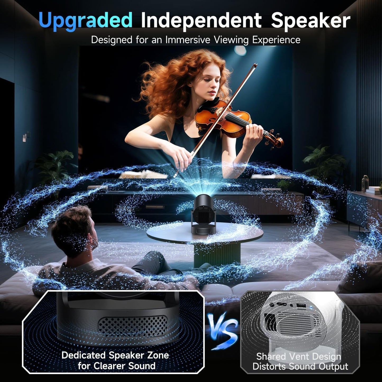 1080P Mini Projectors Projector with Upgraded HiFi Speaker and Built-in