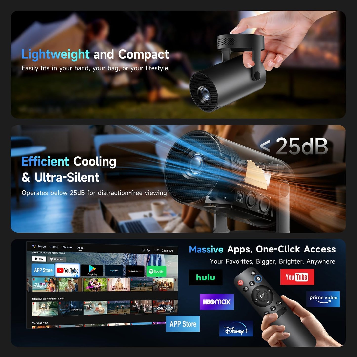 1080P Mini Projectors Projector with Upgraded HiFi Speaker and Built-in