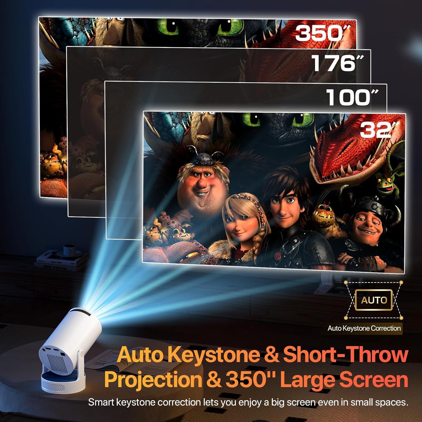 General Portable Projectors Projector with HiFi Speaker Built-in Apps 1080P