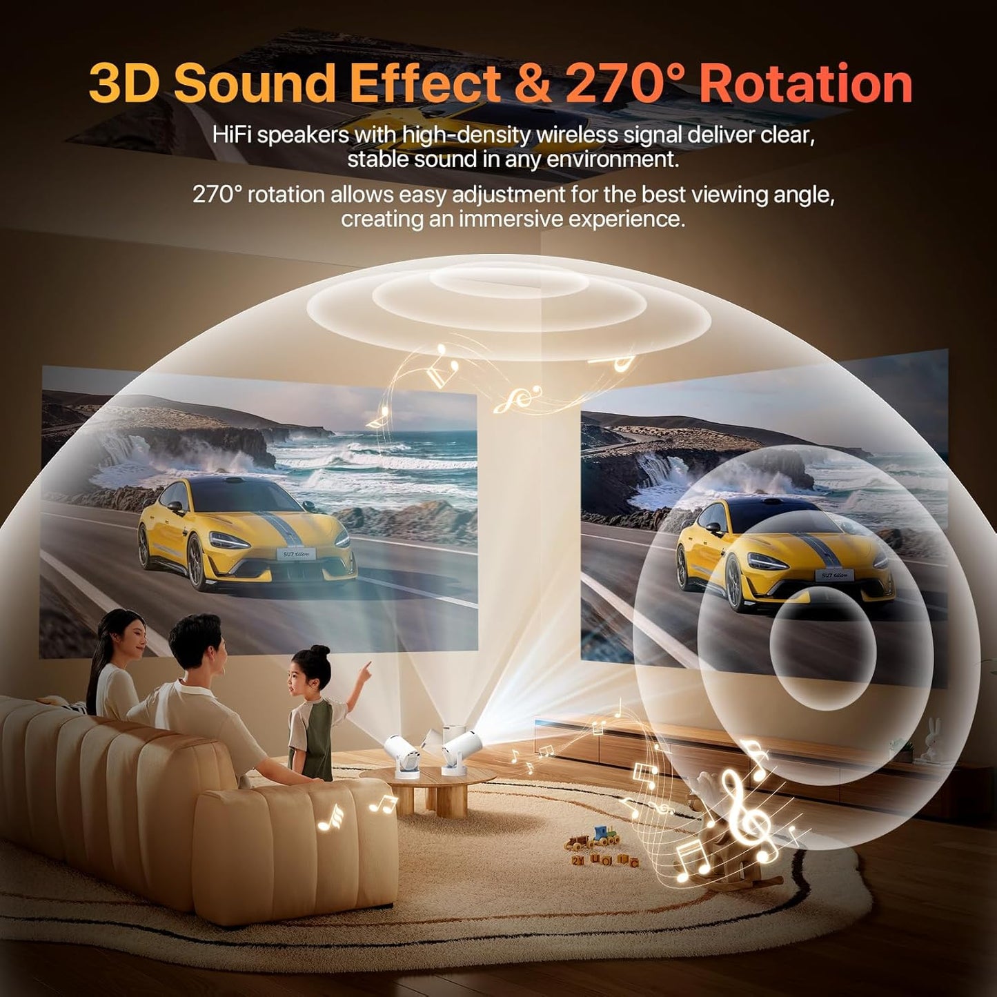 General Portable Projectors Projector with HiFi Speaker Built-in Apps 1080P