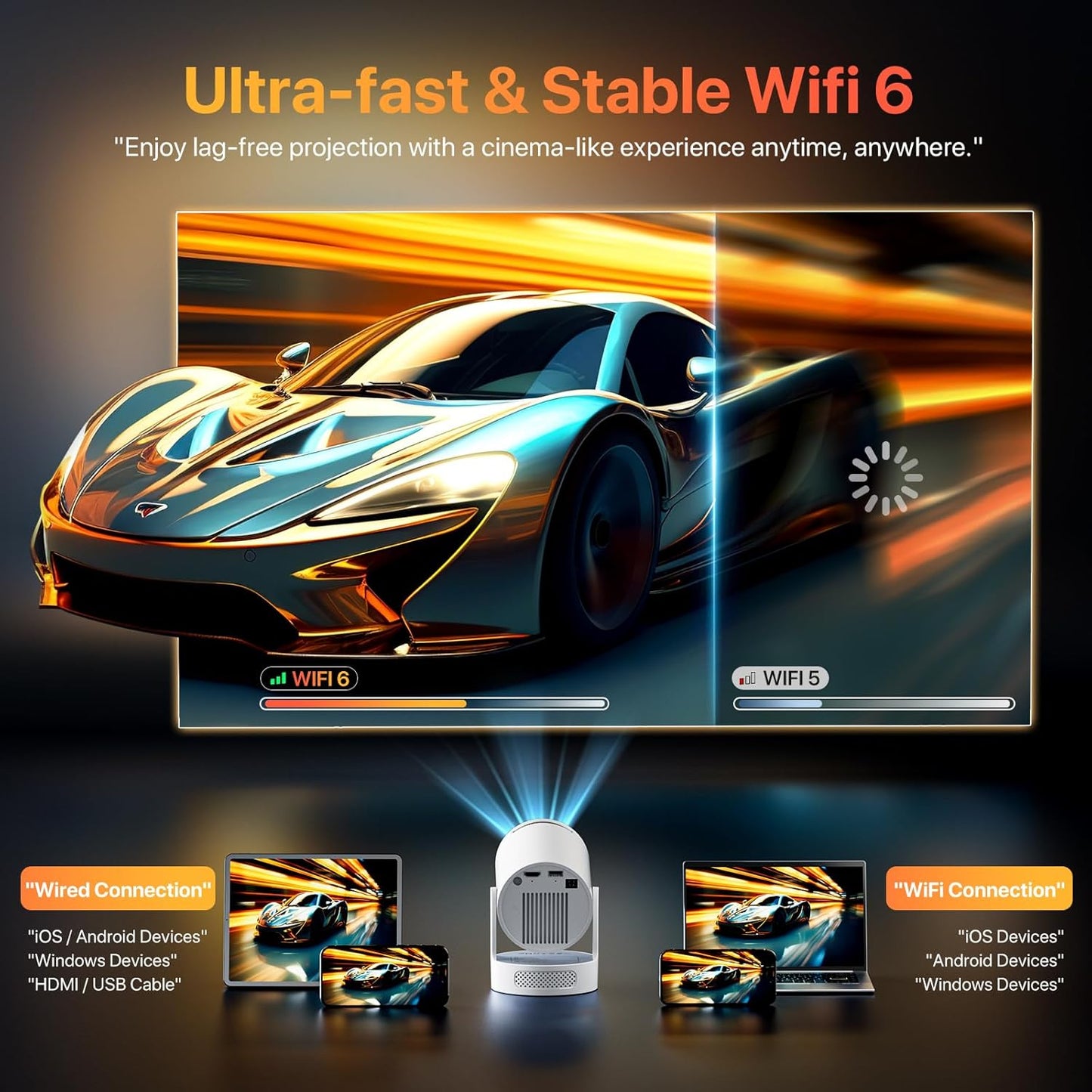 General Portable Projectors Projector with HiFi Speaker Built-in Apps 1080P
