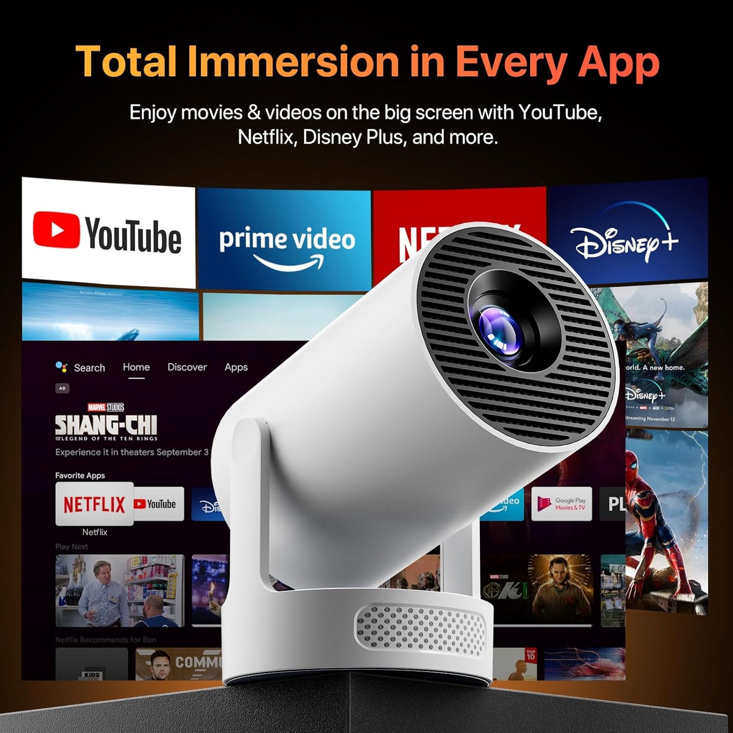 General Portable Projectors Projector with HiFi Speaker Built-in Apps 1080P