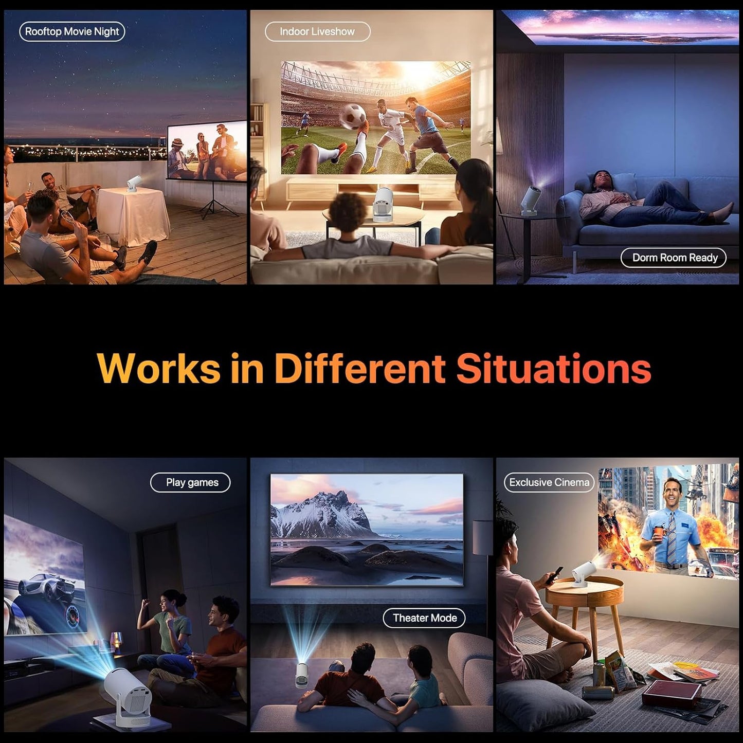 General Portable Projectors Projector with HiFi Speaker Built-in Apps 1080P